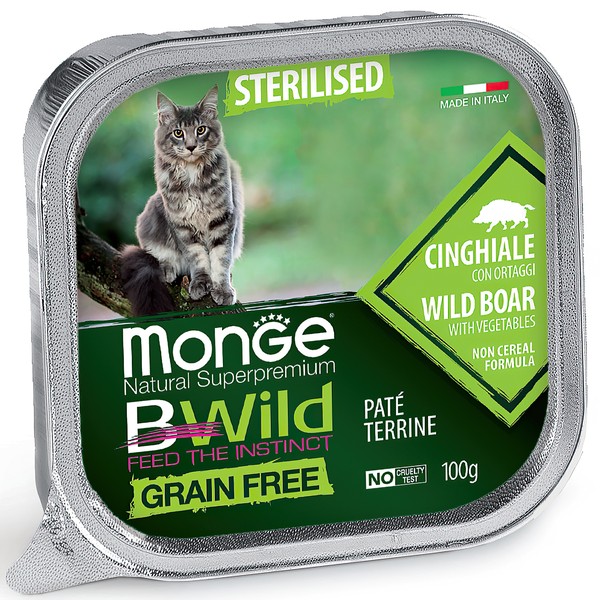 Купить Влажный корм Monge Cat BWild GRAIN FREE для стерилизованных ...