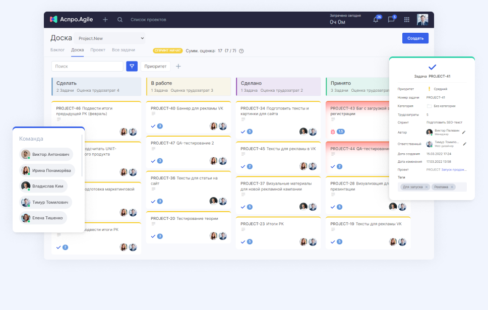 SCRUM-доска и управление командой