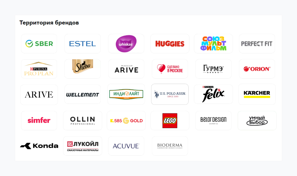 Блок с брендами «Мегамаркет»
