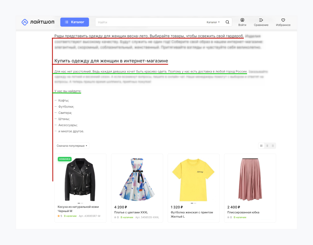 Структура информации для просмотра по F-паттерну Структура информации для просмотра по F-паттерну