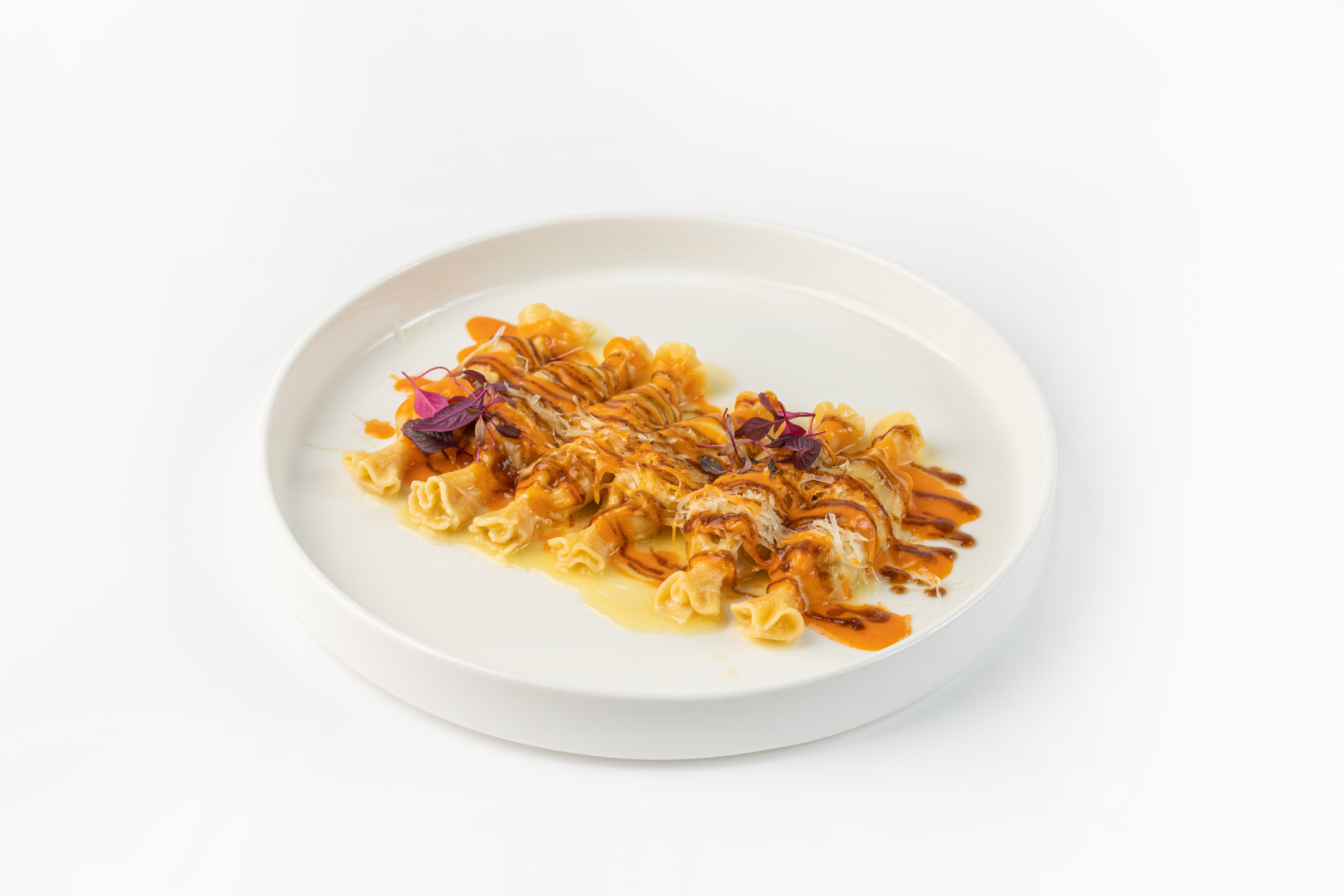 Карамелле с креветками и манго