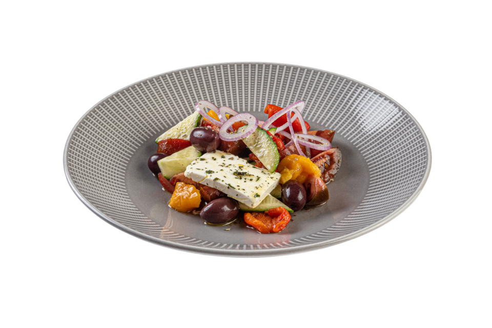 Греческий  салат с печеным перцем