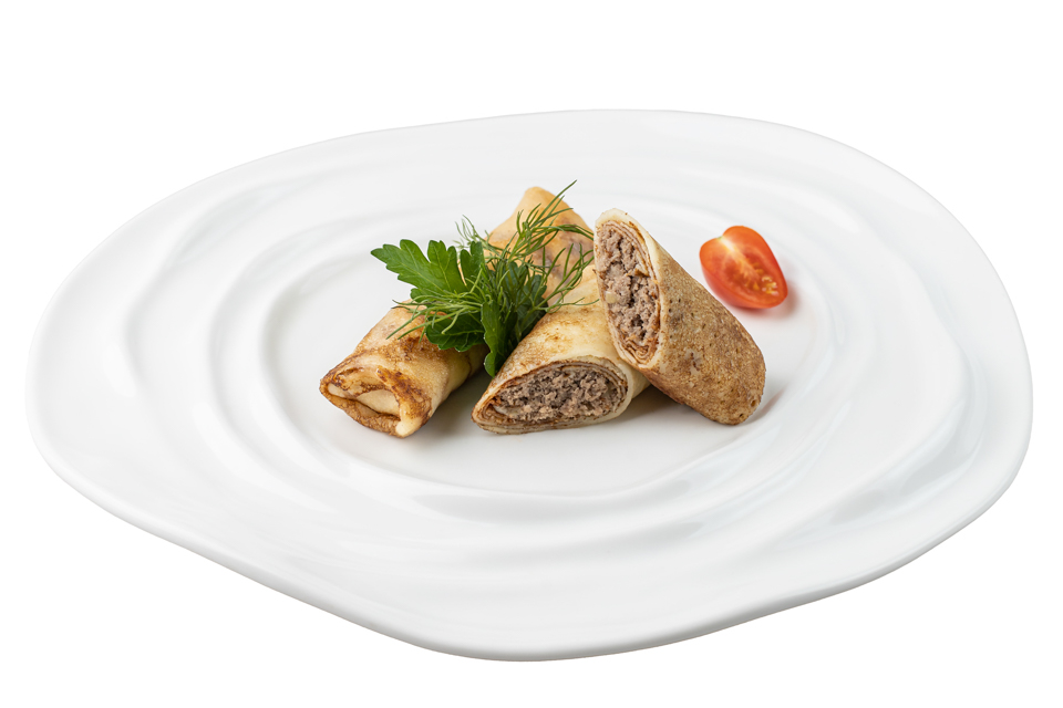 Блинчики с мясом жареные