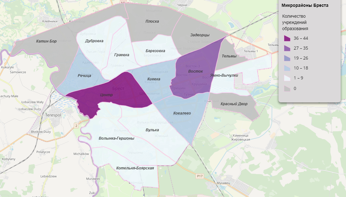 Карта бреста микрорайон восток