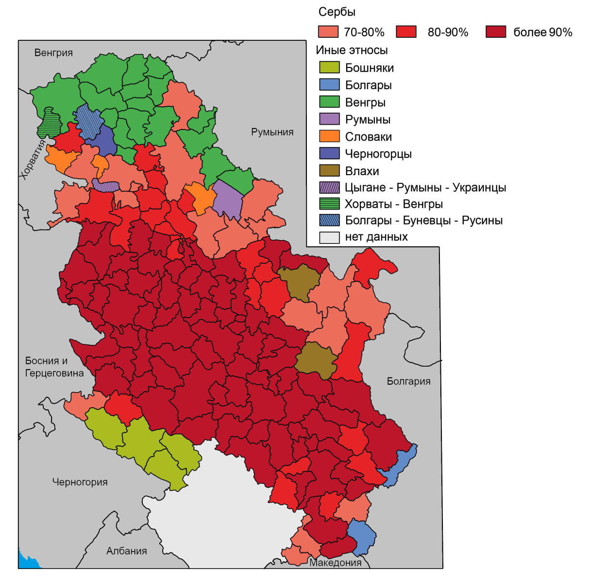 Карта сербии с регионами