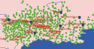  Рис.4. Фрагмент интерфейса с муниципальными районами и городами ПФО и УрФО.