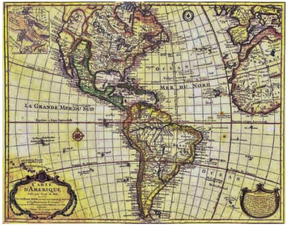 Илл. 1. Guillaume De l’Isle. Карта американского континента Carte d’Amerique, 1722.