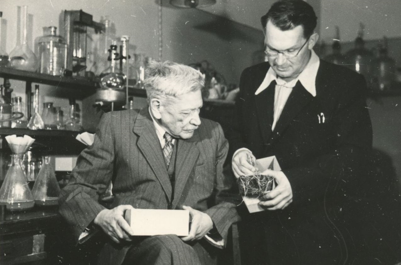 Б. Б. Полынов (слева) и В. А. Ковда (справа), 1952 г. (АРАН. Ф. 602. Оп. 2. Д. 41. Л. 1)