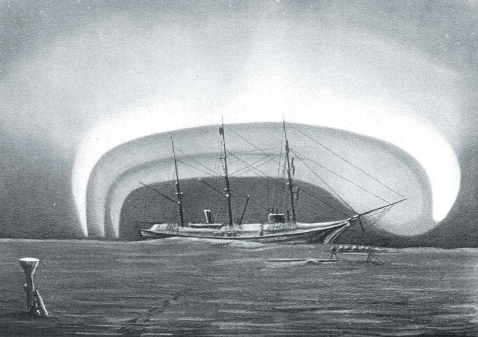 Яхта «Заря» в короне северного сияния, 30 декабря 1900 г.
