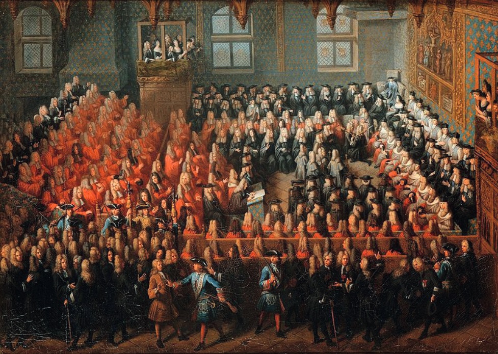 Заседание парламента, проводимое Людовиком XV в Главной палате Парламента Парижа. 1715 г.