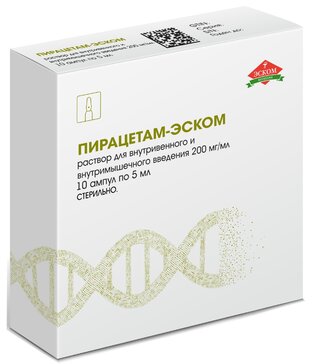 Пирацетам-Эском раствор 200 мг.мл 5мл амп 10 шт для внутривенного и внутримышечного введения