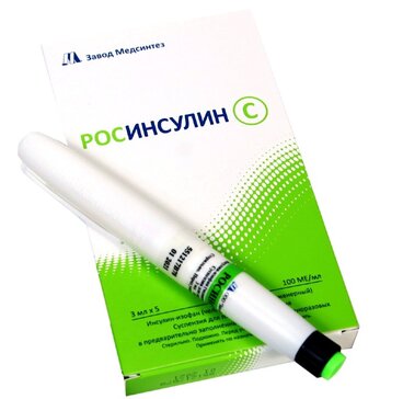 Росинсулин с медсинтез суспензия для и.п.к 100 ме.мл 3 мл карт. в шприц-ручках росинсулин комфортпен 5 шт