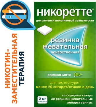 Никоретте резинка жевательная Свежая мята 2мг 30 шт