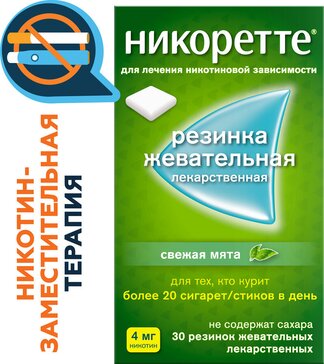 Никоретте резинка жевательная Свежая мята 4мг 30 шт