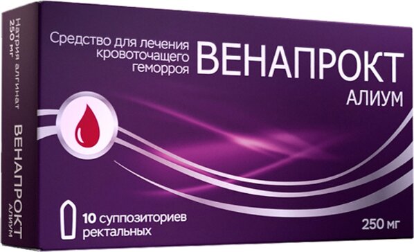 Венапрокт Алиум суппозитории ректальные 250 мг 10 шт при геморрое 3 в 1: кровоостанавливающее, противовоспалительное, заживляющее действие