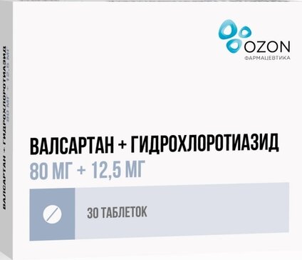 Валсартан+Гидрохлоротиазид таб 80 мг+12,5 мг 30 шт