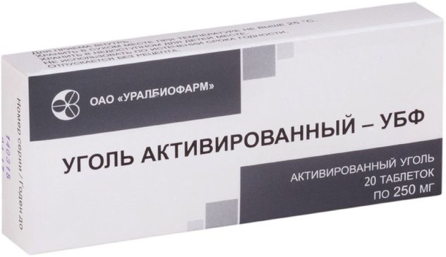 Уголь активированный-УБФ таб 250 мг 20 шт