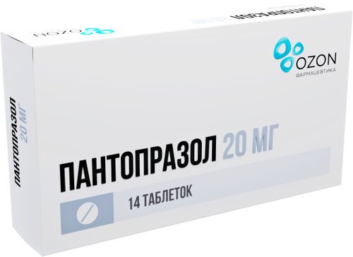Пантопразол таб киш.раств. п.об 20мг 14 шт озон