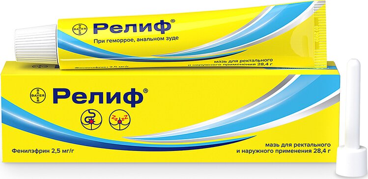 Релиф мазь для лечения геморроя, ректальная, 28,4 г., Байер