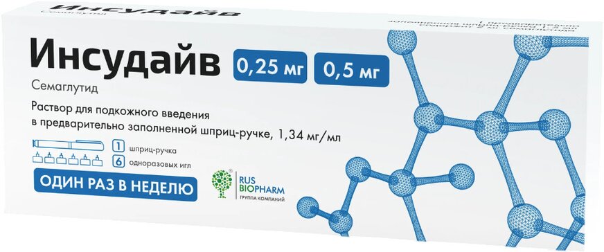 Инсудайв раствор 0,25.0,5 мг.доза 1,5 мл шприц-ручка 1 шт для подкожного введения