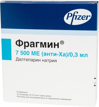 Фрагмин раствор для инъекций 7500ме 0.3мл шприц 10 шт
