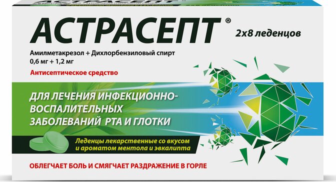Астрасепт таблетки для рассасывания Ментолово-эвкалиптовые 16 шт