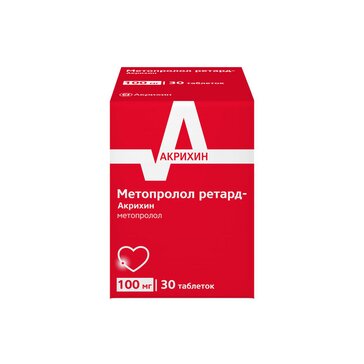 Метопролол ретард-Акрихин таблетки 100 мг 30 шт