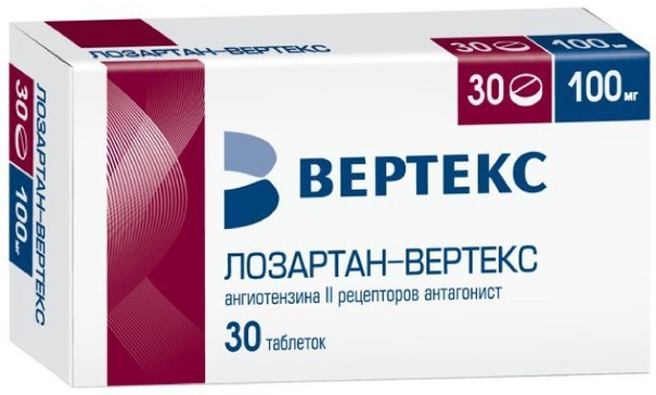 Лозартан-ВЕРТЕКС таб 100 мг 30 шт