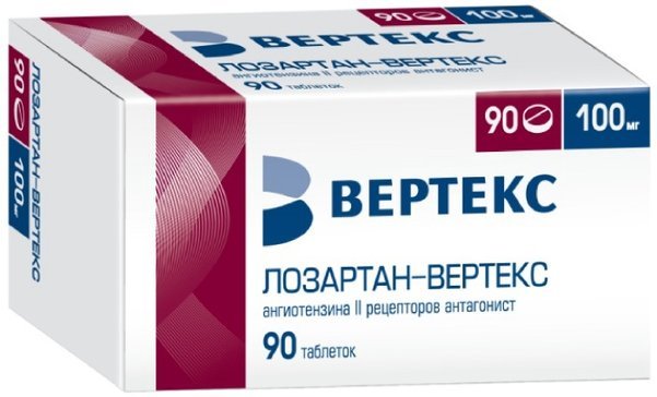Лозартан-ВЕРТЕКС таб 100 мг 90 шт