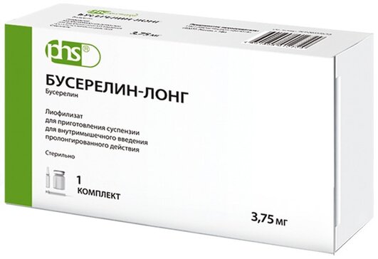 Бусерелин-лонг лиофилизат для приг. сусп. для в.м введения пролонг. действия 3.75 мг фл 1 шт, растворитель 2 мл